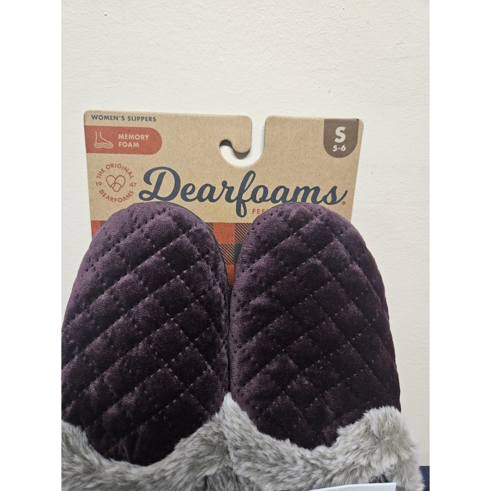 Dearfoams Womens Memory Foam Purple Quilted Clog Slippers Small 5-6 NEW - Picture 2 of 13